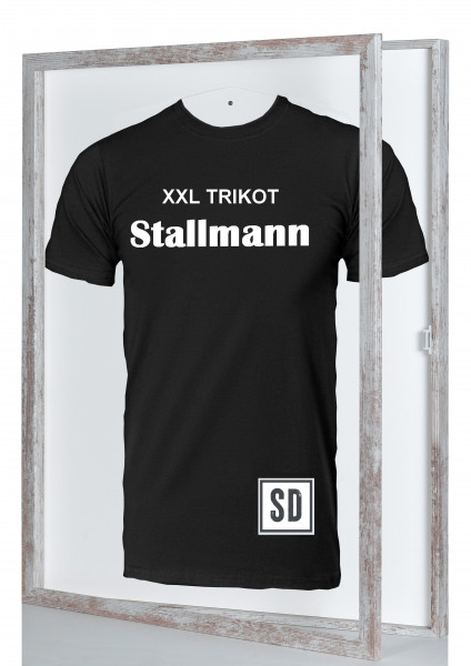 "Trikotrahmen XXL in Vintage Optik mit Drehtür - Rückwand weiß - Edle Präsentation für Sammlerstücke