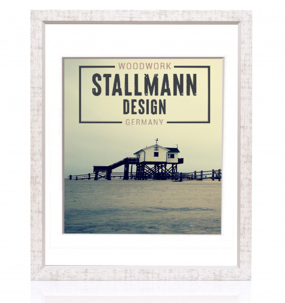 Bilderrahmen My Frames aus MDF mit weißem Passepartout , Rahmenfarbe Weiß-gewischt