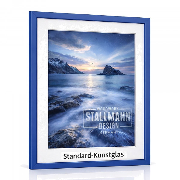 Bilderrahmen My Frames aus MDF mit weißem Passepartout , Rahmenfarbe Blau
