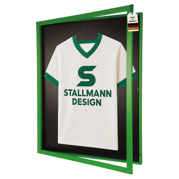 Stallmann Trikotrahmen mit Drehtür in Grün Rückwand Schwarz in Vereinsfarben