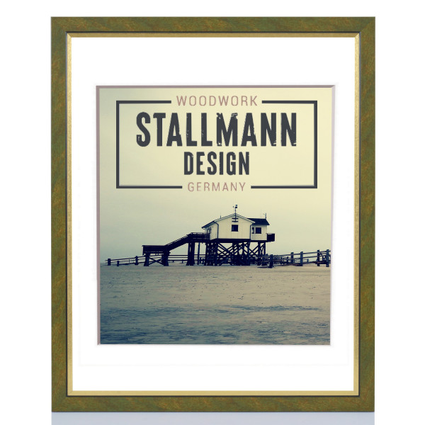 Bilderrahmen My Frames aus MDF mit weißem Passepartout , Rahmenfarbe Gold-gewischt