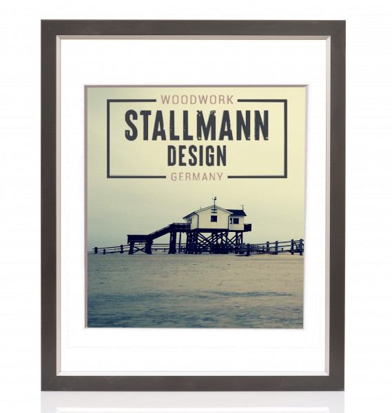 Bilderrahmen My Frames aus MDF mit weißem Passepartout , Rahmenfarbe Schwarz-Silber