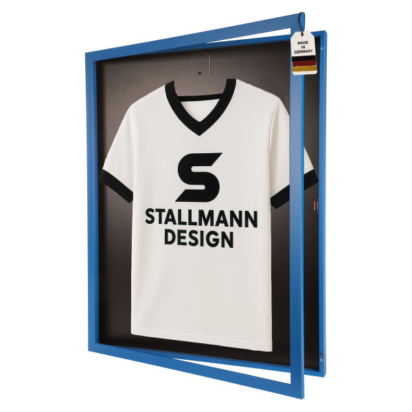 Stallmann Trikotrahmen mit Drehtür in Blau Rückwand Schwarz in Vereinsfarben