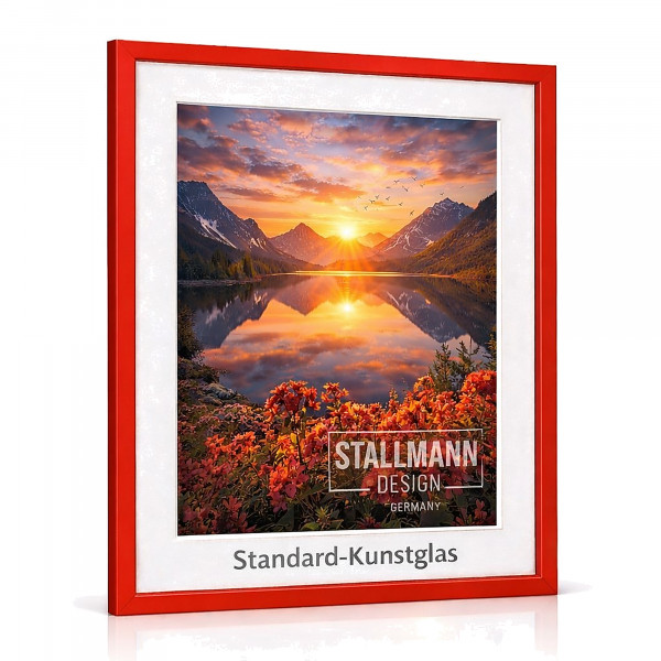 Bilderrahmen My Frames aus MDF mit weißem Passepartout , Rahmenfarbe Rot