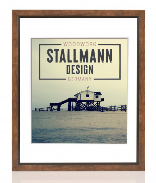 Bilderrahmen My Frames aus MDF mit weißem Passepartout , Rahmenfarbe Braun